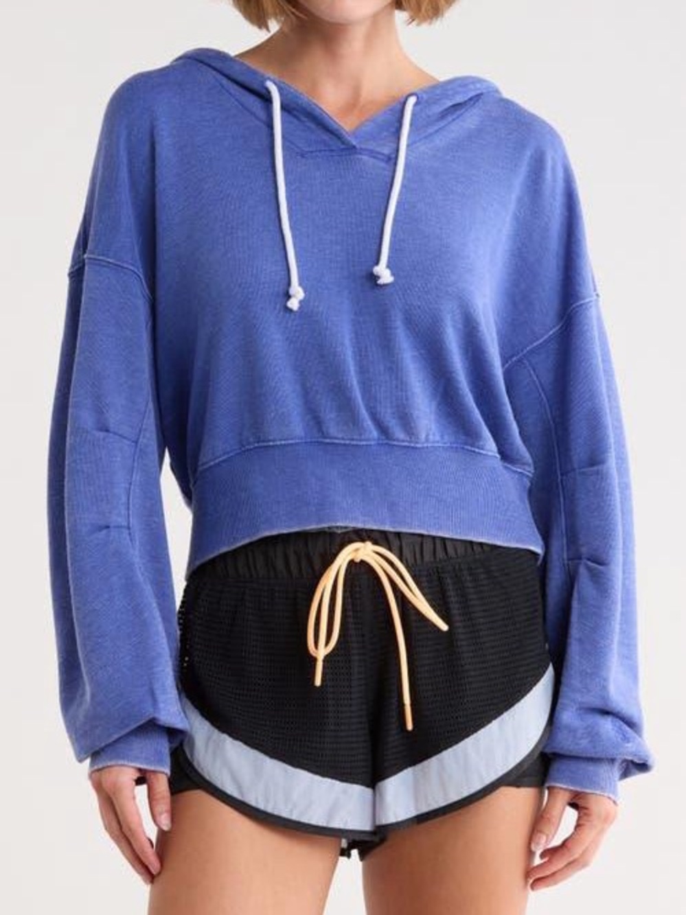 FP Movement Free People Cropped Burnout Hoodie Periwinkle Blue Size Medium